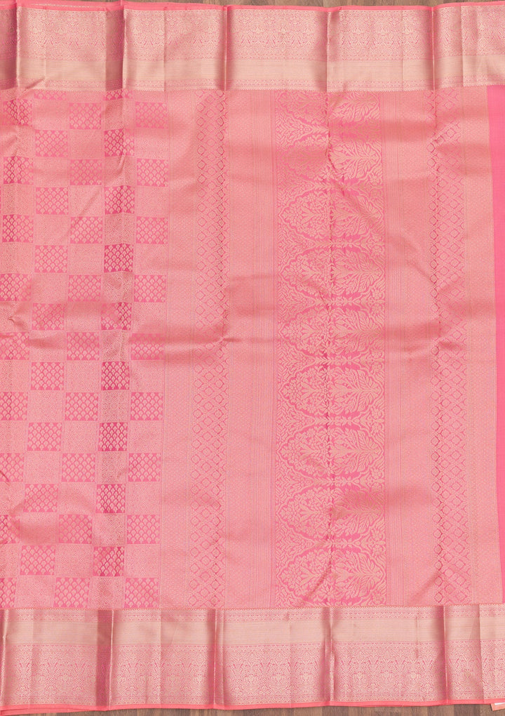 Pink Zariwork Pure Silk Saree-Koskii