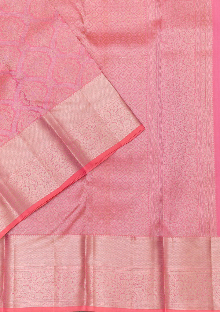 Pink Zariwork Pure Silk Saree-Koskii