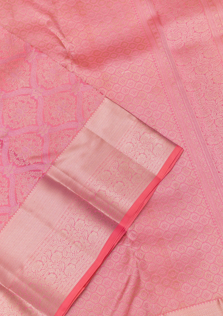 Pink Zariwork Pure Silk Saree-Koskii