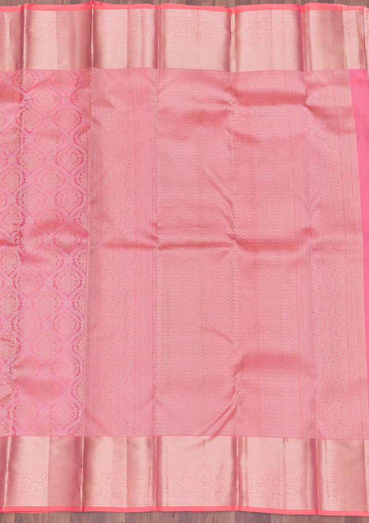 Pink Zariwork Pure Silk Saree-Koskii