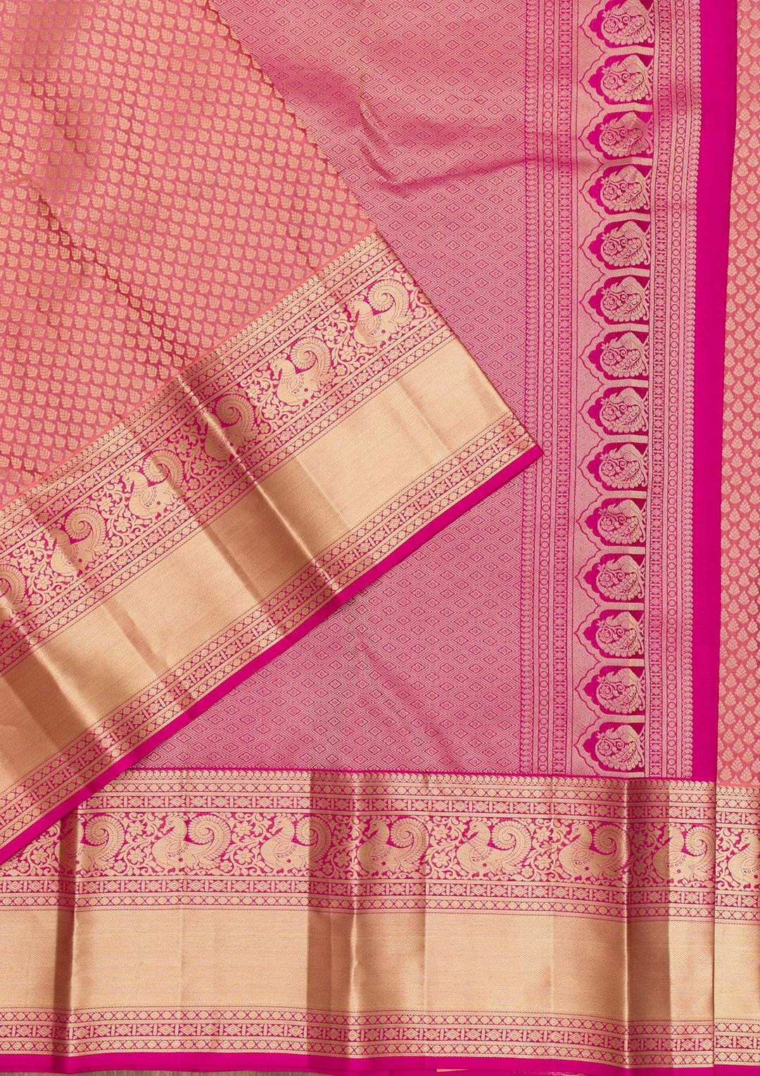 Pink Zariwork Pure Silk Saree-Koskii