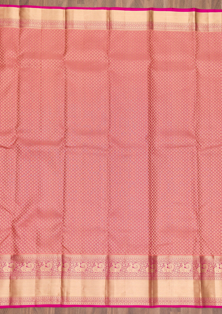 Pink Zariwork Pure Silk Saree-Koskii