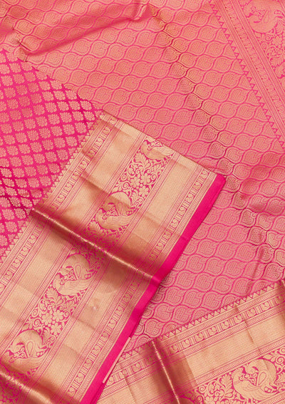 Pink Zariwork Pure Silk Saree-Koskii