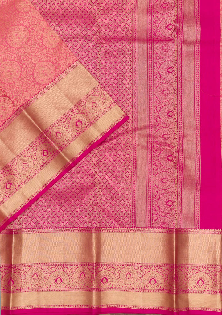 Pink Zariwork Pure Silk Saree-Koskii