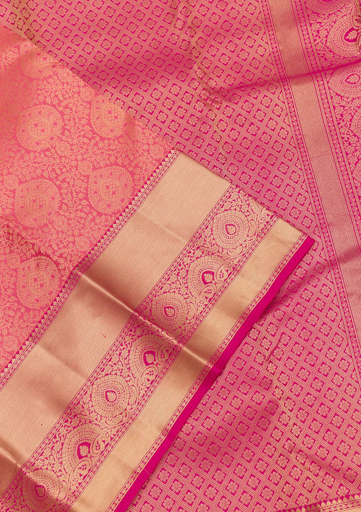 Pink Zariwork Pure Silk Saree-Koskii