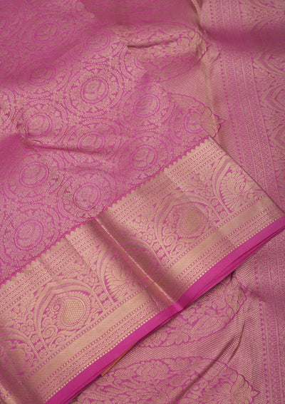 Pink Zariwork Pure Silk Saree-Koskii