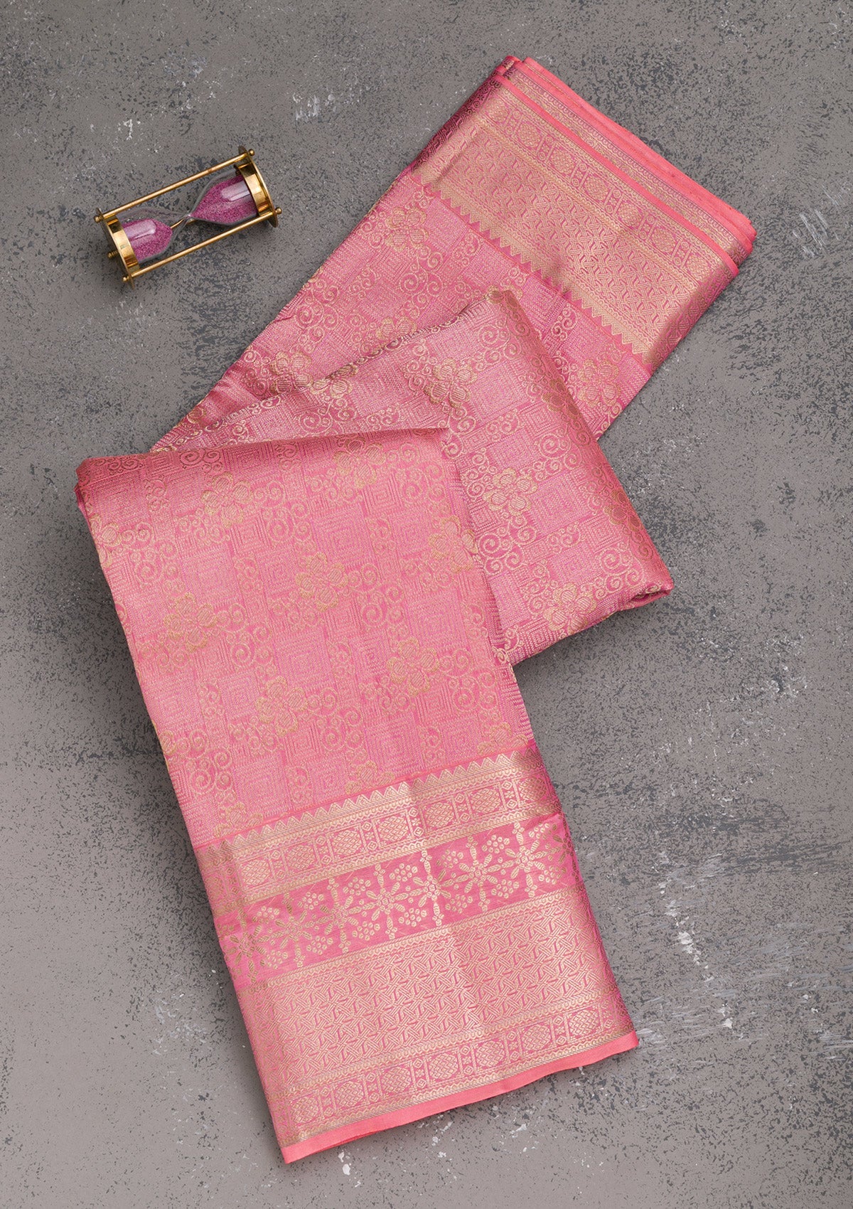 Pink Zariwork Pure Silk Saree-Koskii