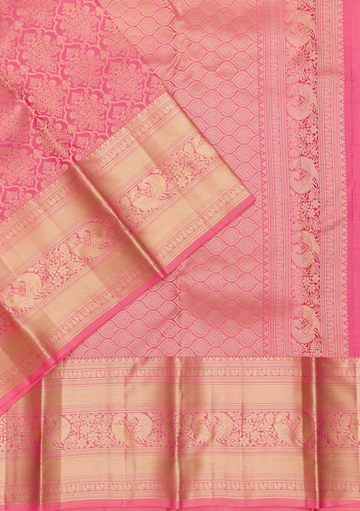 Pink Zariwork Pure Silk Saree-Koskii
