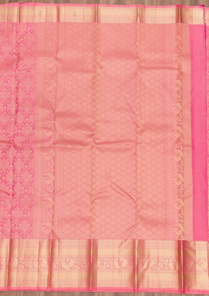 Pink Zariwork Pure Silk Saree-Koskii