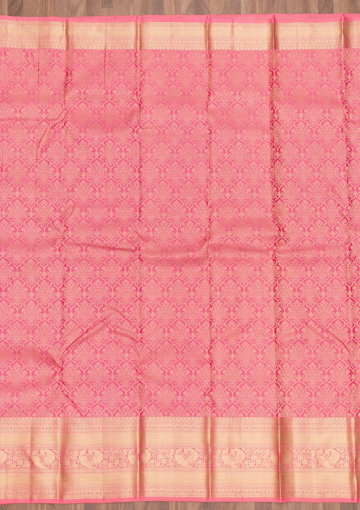 Pink Zariwork Pure Silk Saree-Koskii