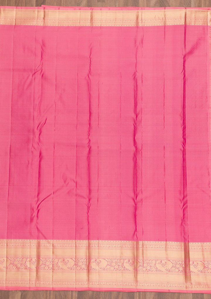 Pink Zariwork Pure Silk Saree-Koskii
