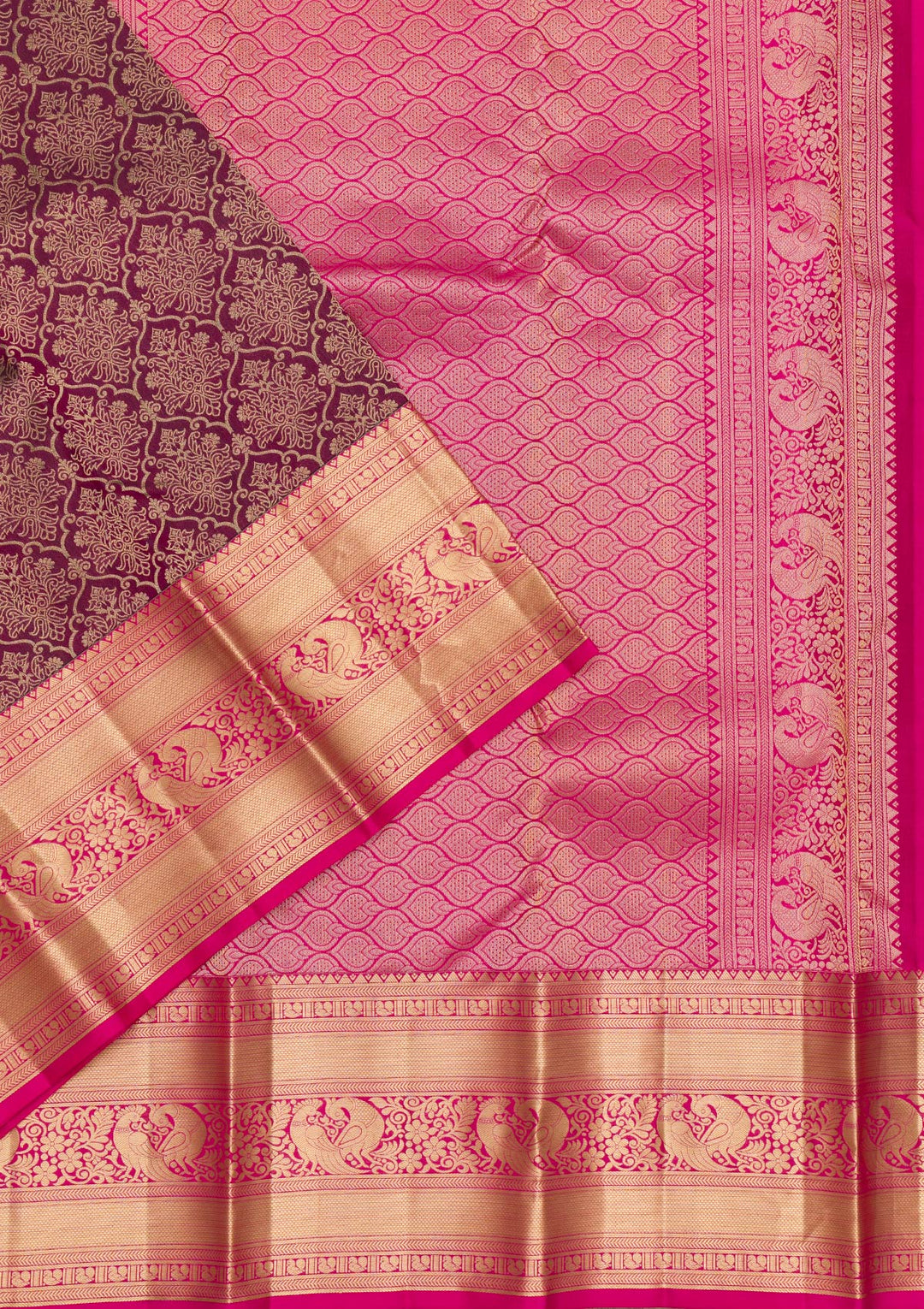 Purple Zariwork Pure Silk Saree-Koskii
