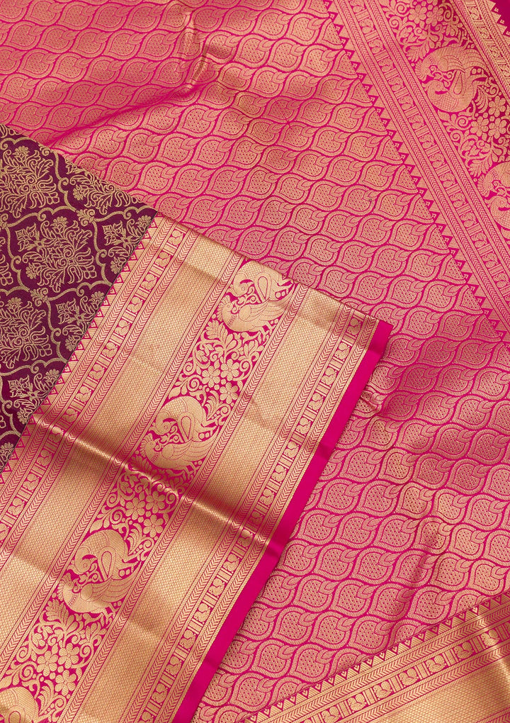 Purple Zariwork Pure Silk Saree-Koskii