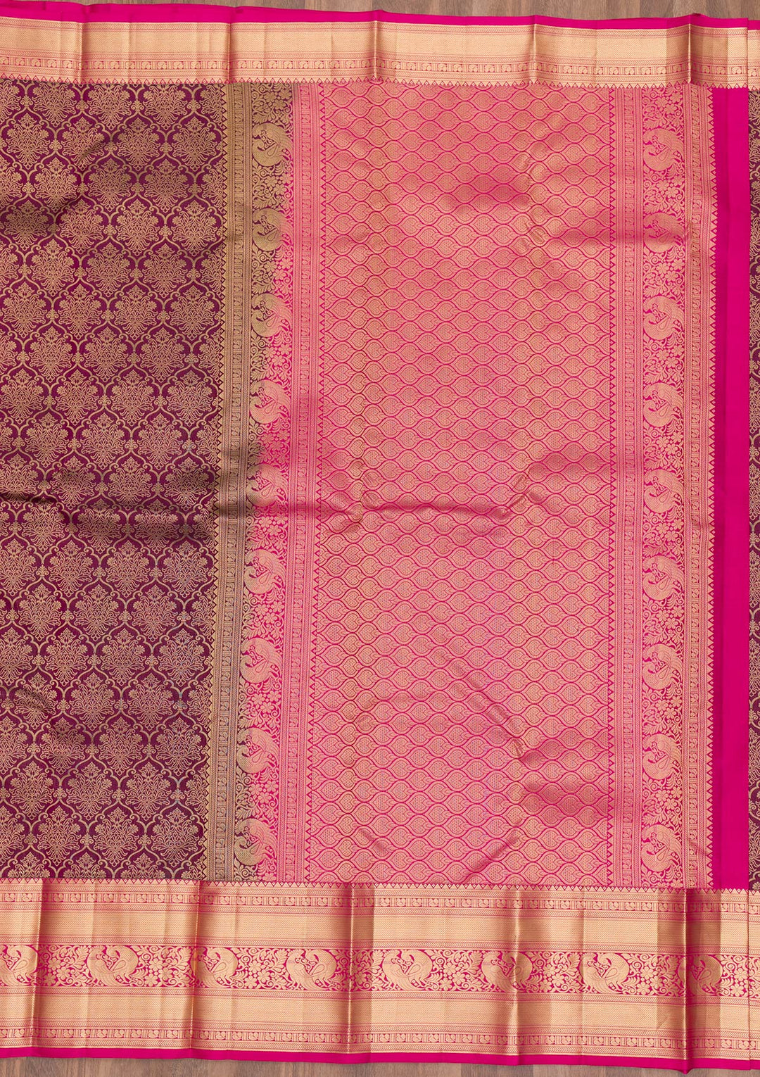 Purple Zariwork Pure Silk Saree-Koskii