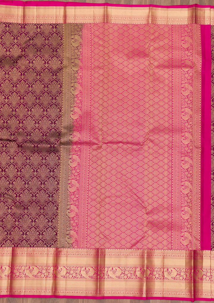 Purple Zariwork Pure Silk Saree-Koskii