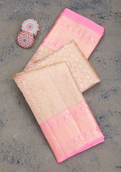 Pink Zariwork Pure Silk Saree-Koskii