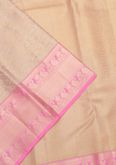 Pink Zariwork Pure Silk Saree-Koskii