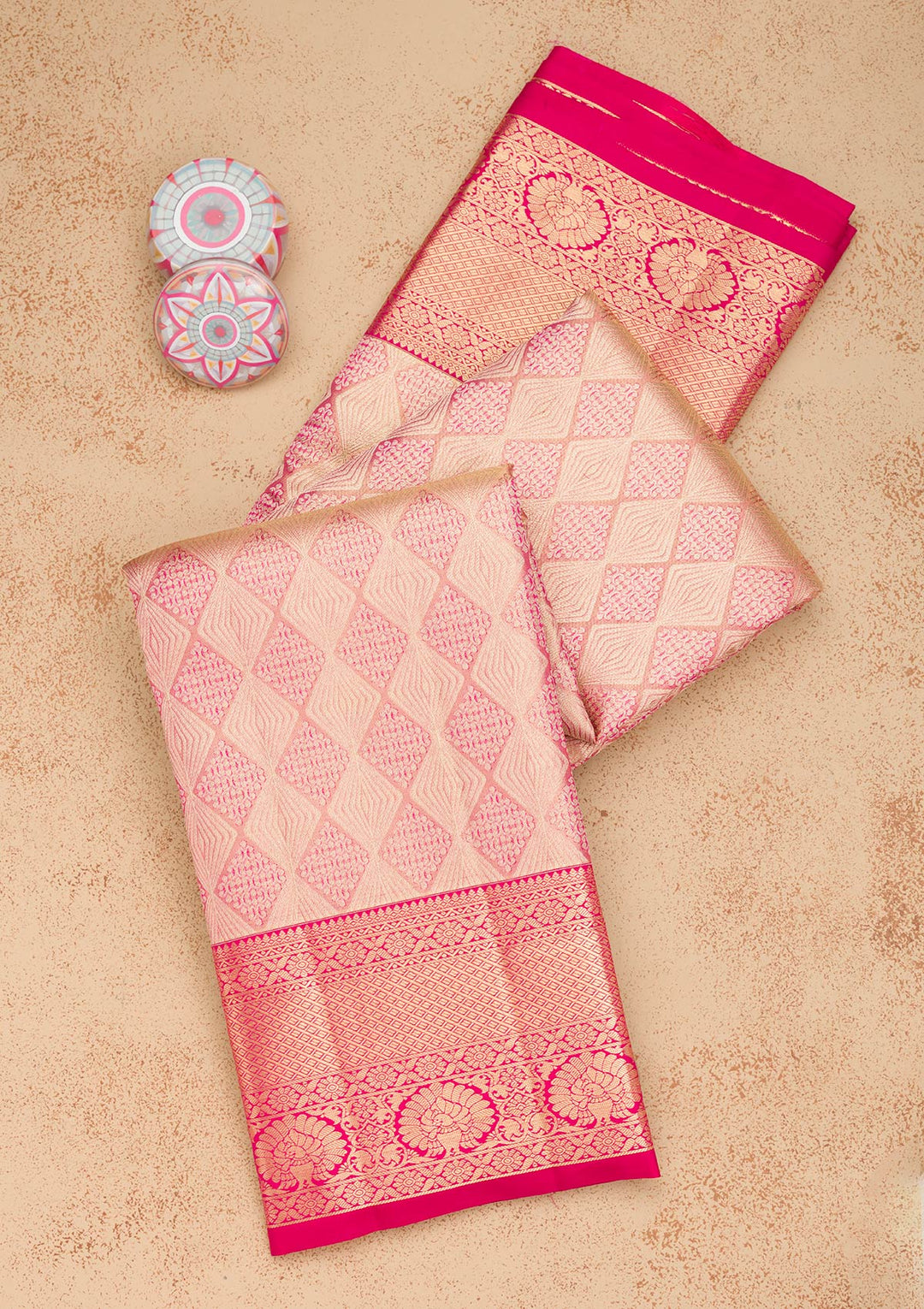 Pink Zariwork Pure Silk Saree-Koskii