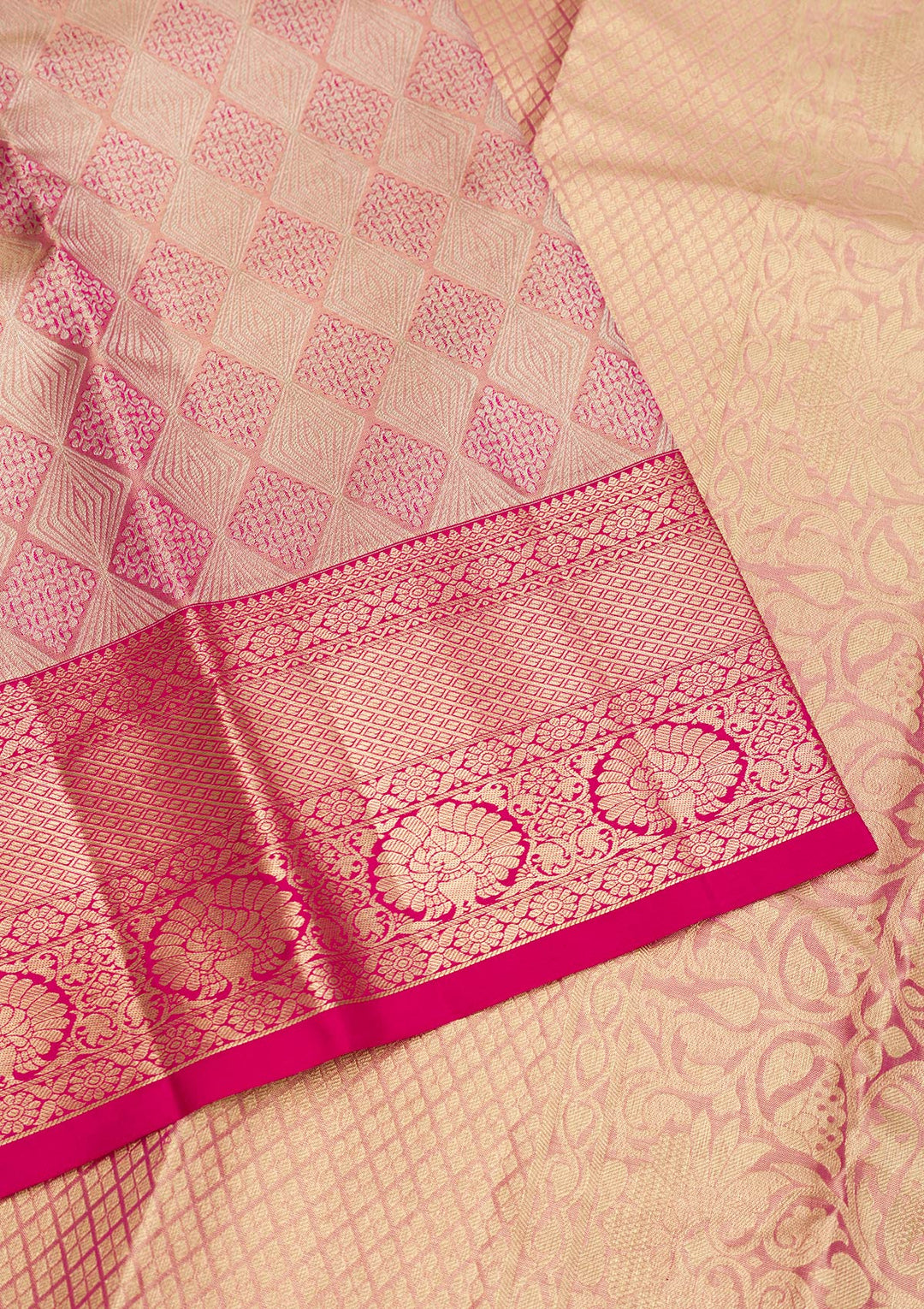 Pink Zariwork Pure Silk Saree-Koskii