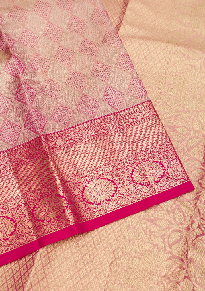 Pink Zariwork Pure Silk Saree-Koskii
