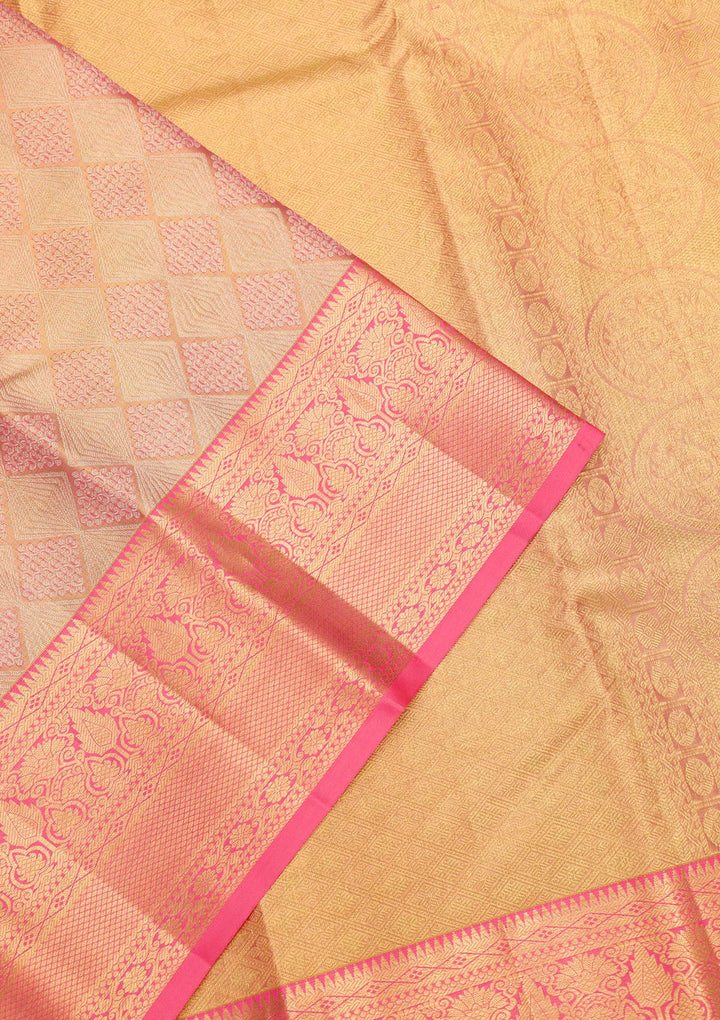 Pink Zariwork Pure Silk Saree-Koskii