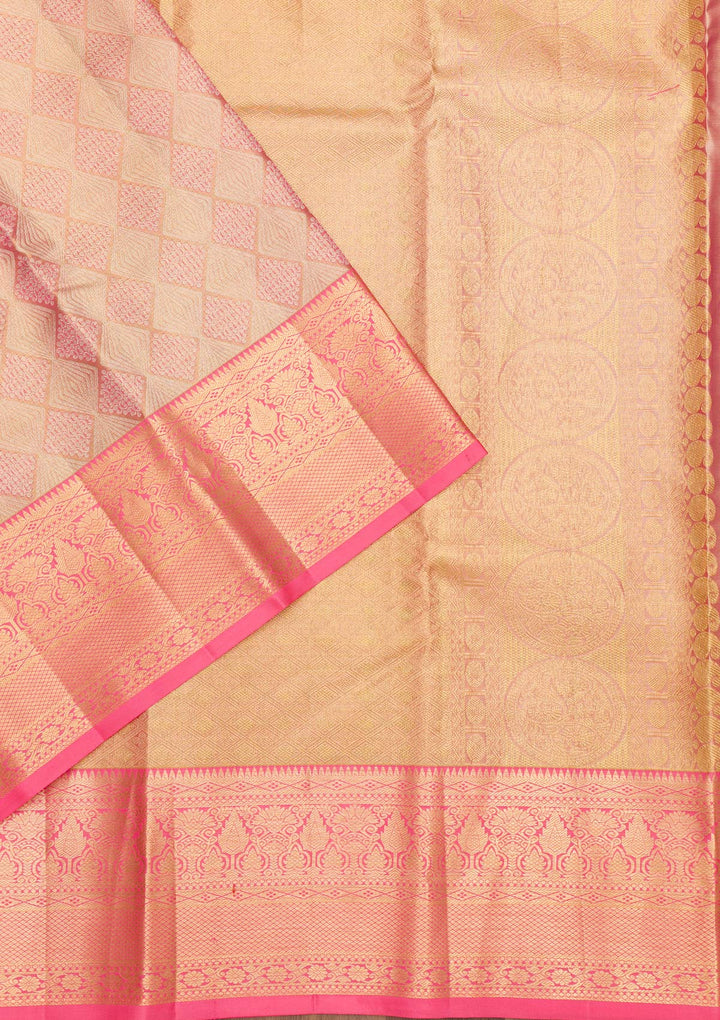 Pink Zariwork Pure Silk Saree-Koskii