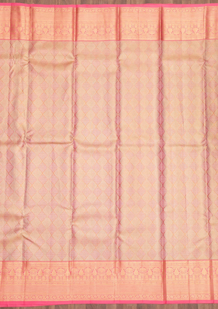 Pink Zariwork Pure Silk Saree-Koskii