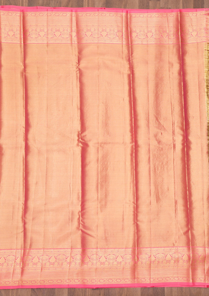 Pink Zariwork Pure Silk Saree-Koskii