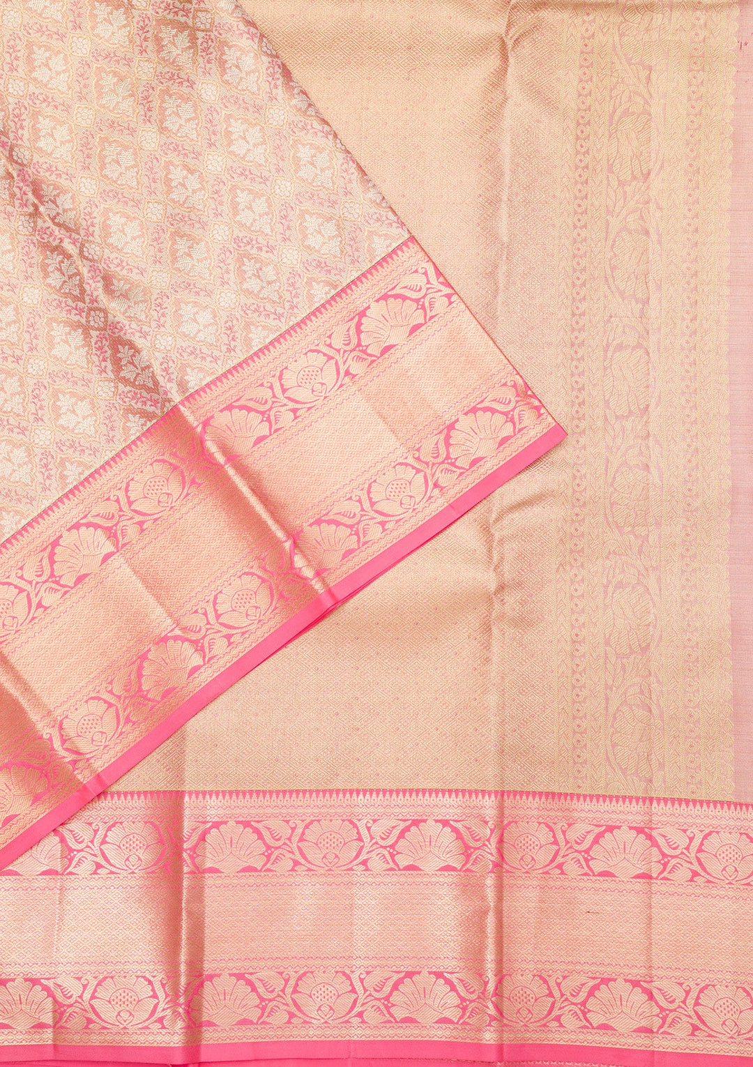 Pink Zariwork Pure Silk Saree-Koskii