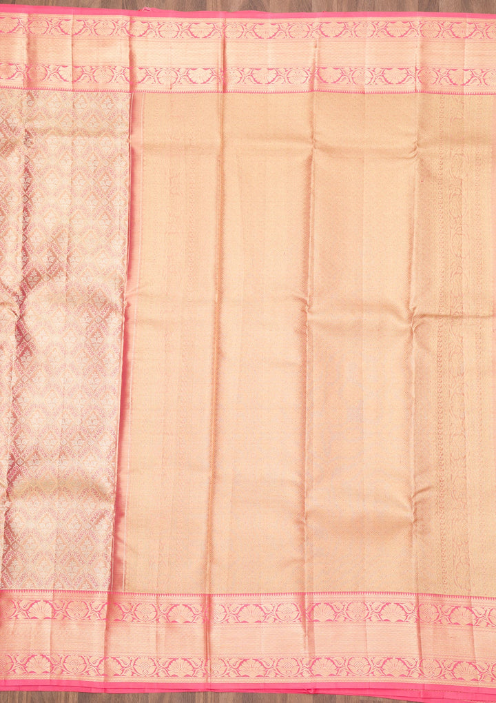 Pink Zariwork Pure Silk Saree-Koskii