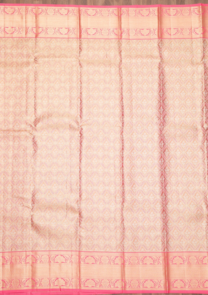 Pink Zariwork Pure Silk Saree-Koskii