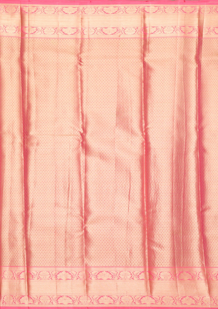 Pink Zariwork Pure Silk Saree-Koskii
