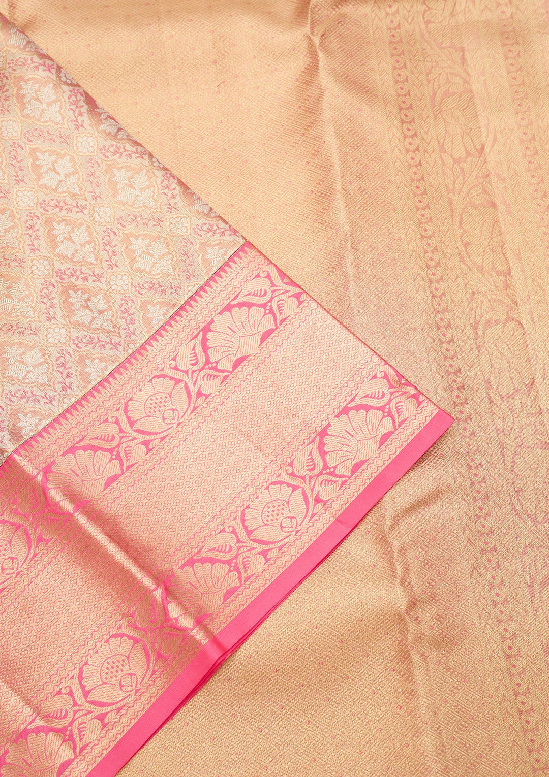 Pink Zariwork Pure Silk Saree-Koskii