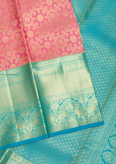 Pink Zariwork Pure Silk Saree-Koskii