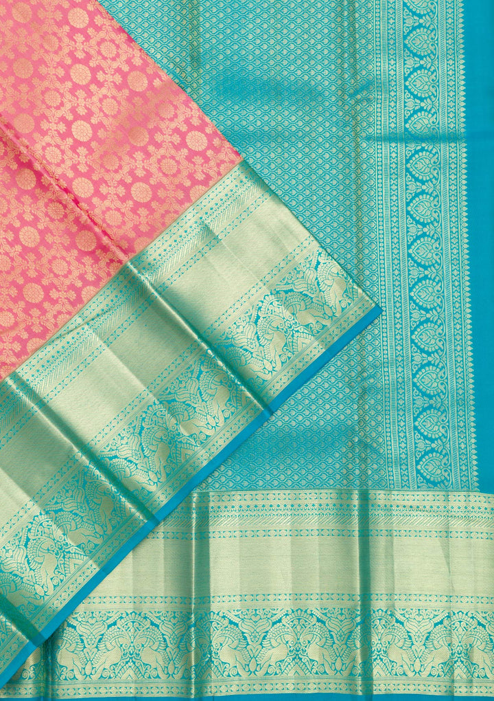 Pink Zariwork Pure Silk Saree-Koskii