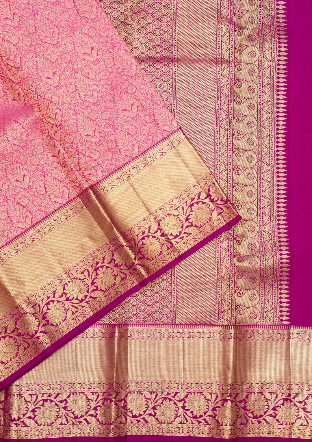 Pink Zariwork Pure Silk Saree-Koskii