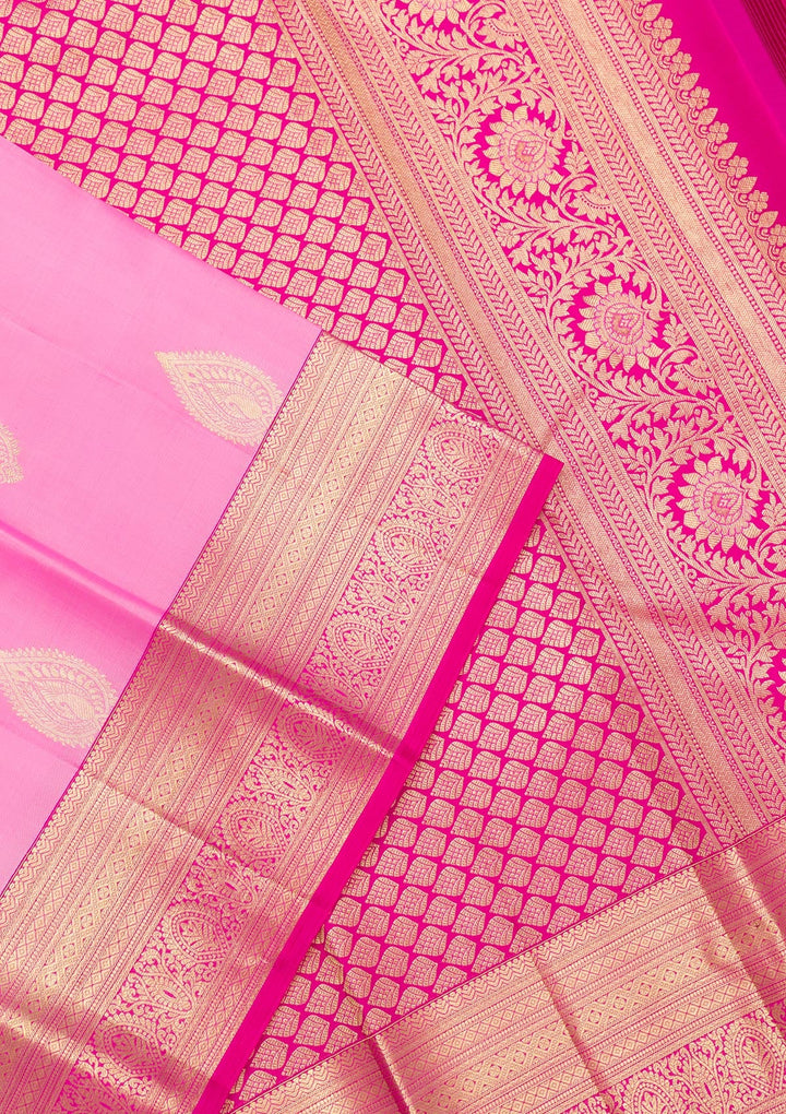 Pink Zariwork Pure Silk Saree-Koskii