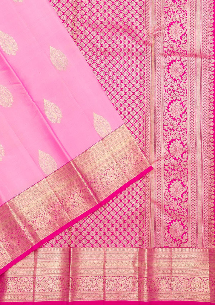 Pink Zariwork Pure Silk Saree-Koskii