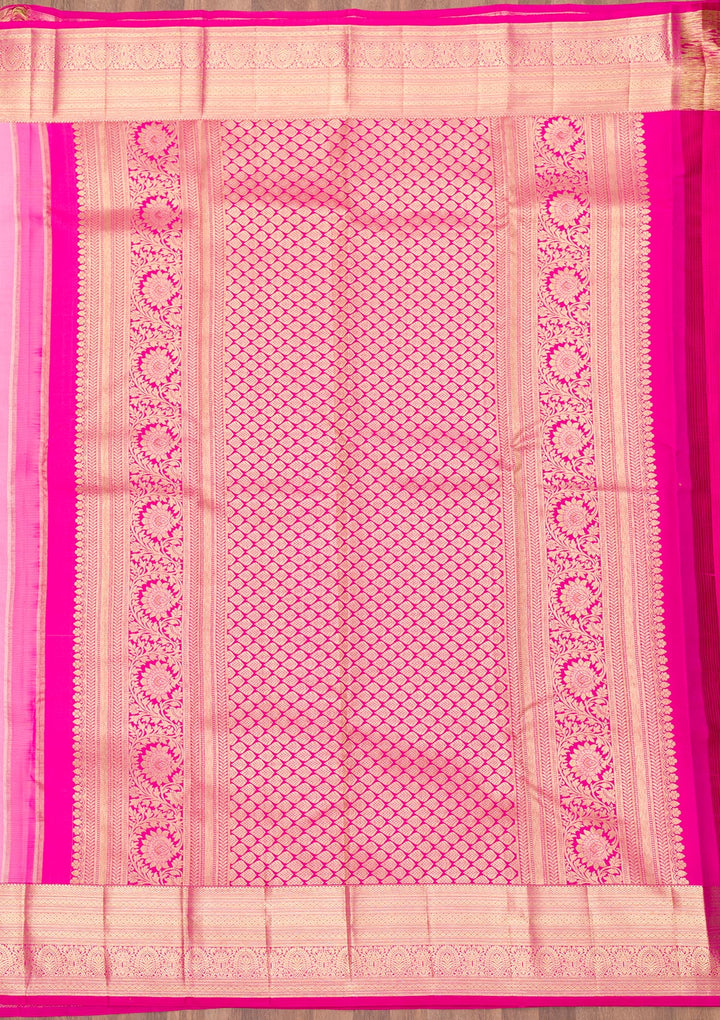 Pink Zariwork Pure Silk Saree-Koskii