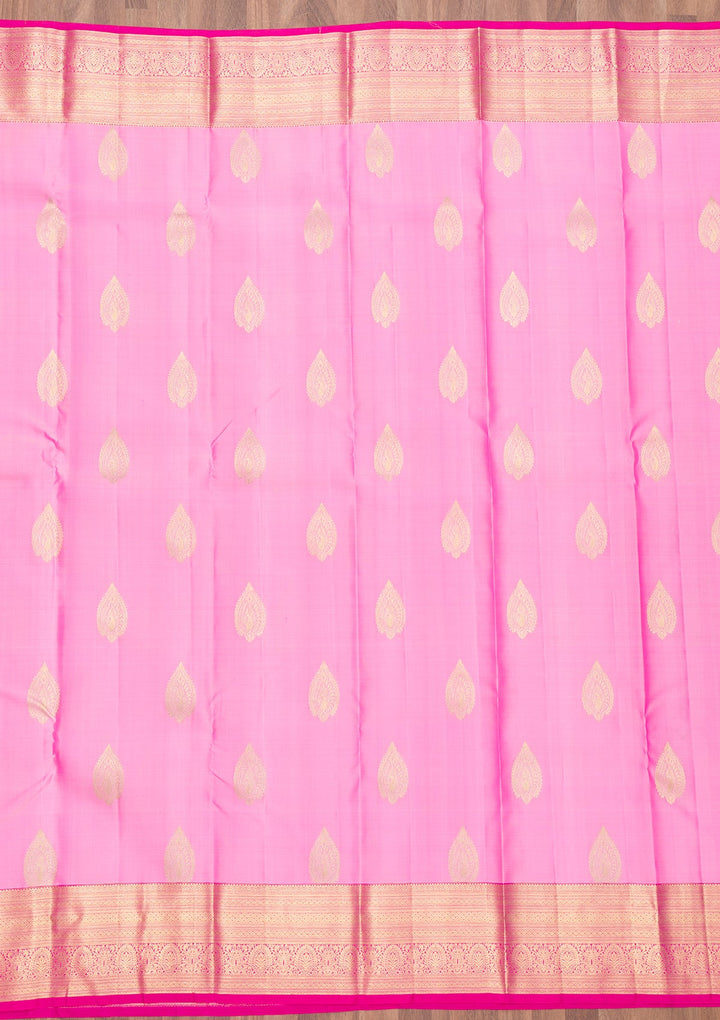 Pink Zariwork Pure Silk Saree-Koskii