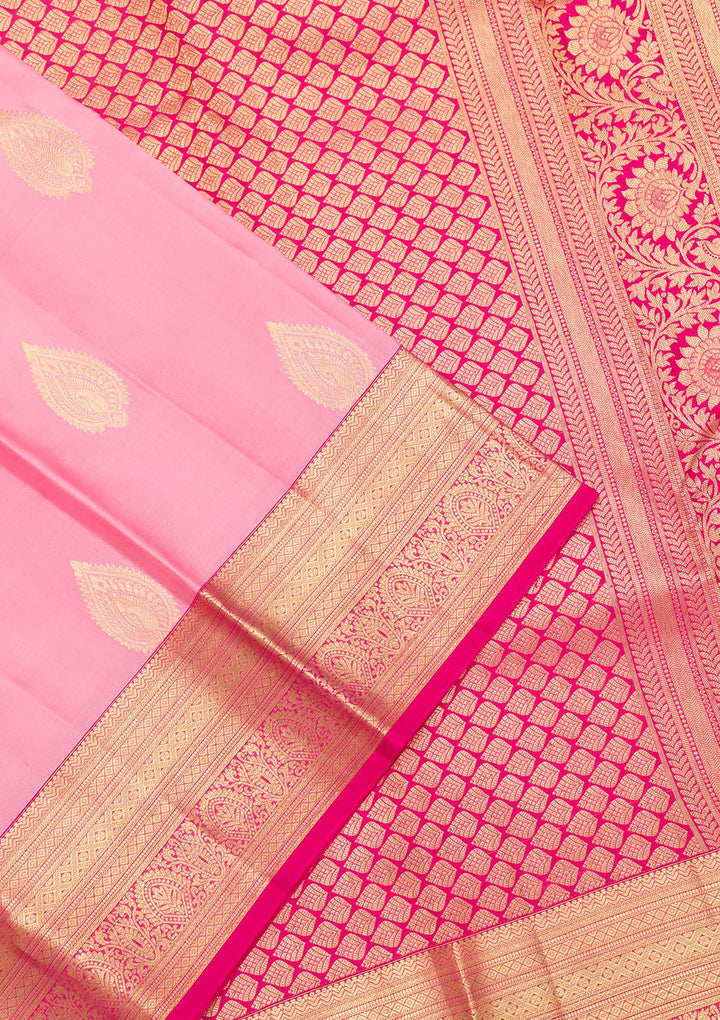 Pink Zariwork Pure Silk Saree-Koskii