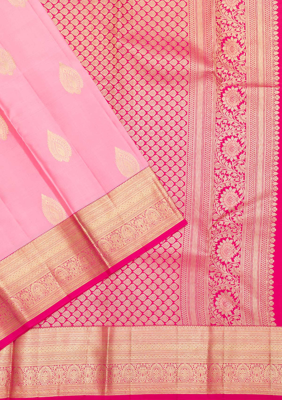 Pink Zariwork Pure Silk Saree-Koskii