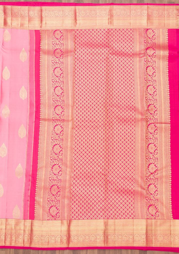 Pink Zariwork Pure Silk Saree-Koskii