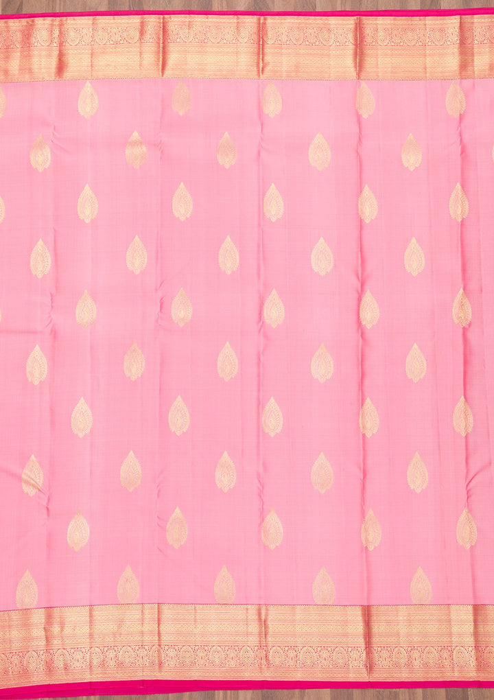 Pink Zariwork Pure Silk Saree-Koskii