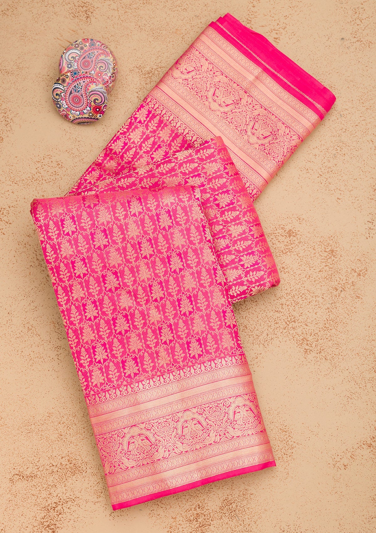 Pink Zariwork Pure Silk Saree-Koskii