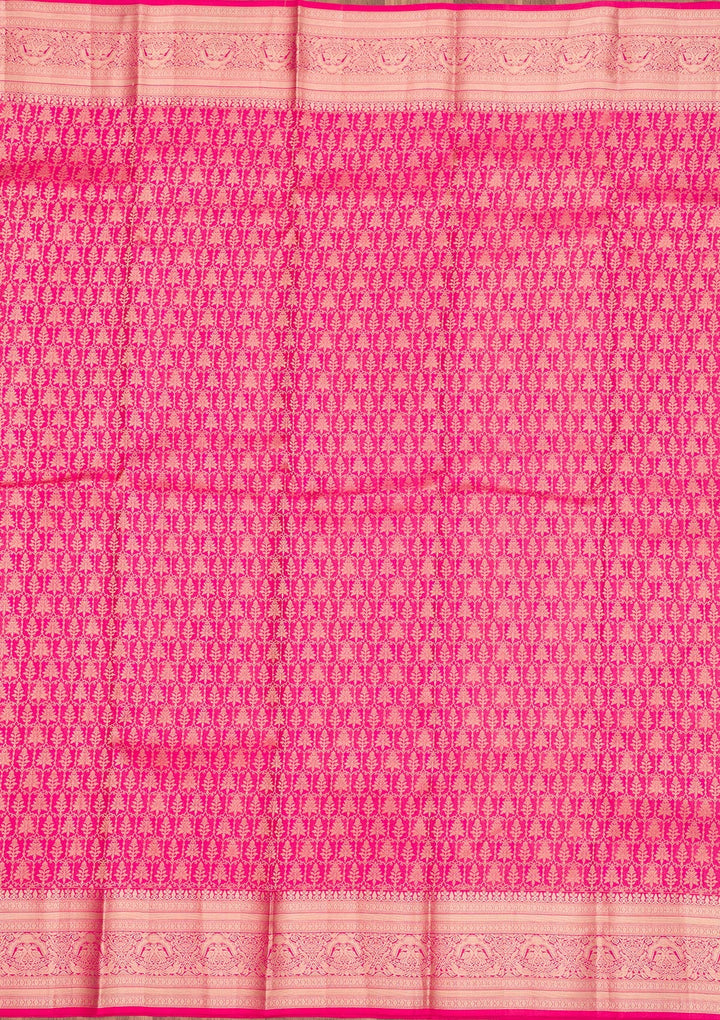 Pink Zariwork Pure Silk Saree-Koskii
