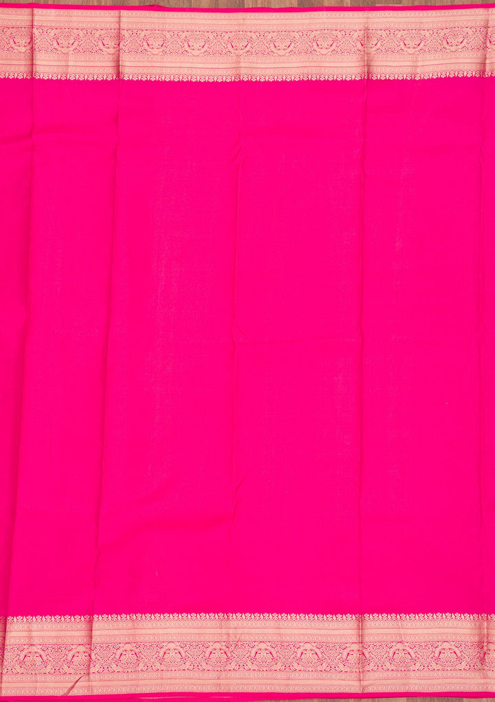 Pink Zariwork Pure Silk Saree-Koskii