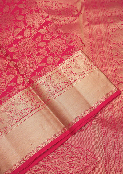 Pink Zariwork Pure Silk Saree-Koskii