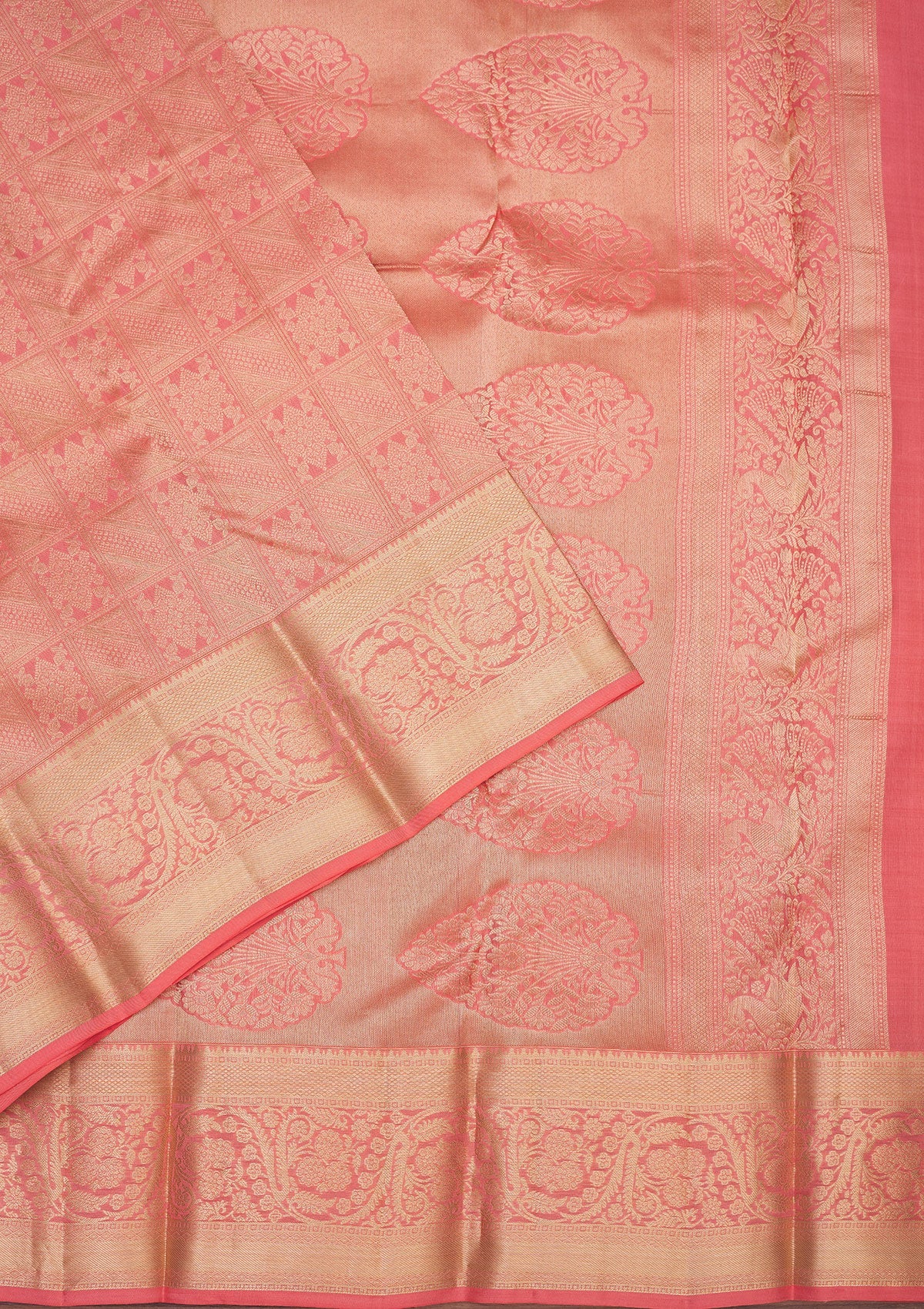 Pink Zariwork Pure Silk Saree-Koskii