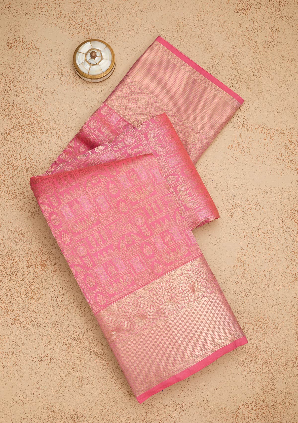 Pink Zariwork Pure Silk Saree-Koskii